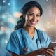A photo depicting the positive impact of technology on healthcare workers well-being