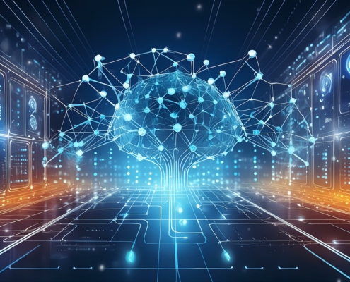 Visual Representation of AI- An image depicting futuristic AI technology