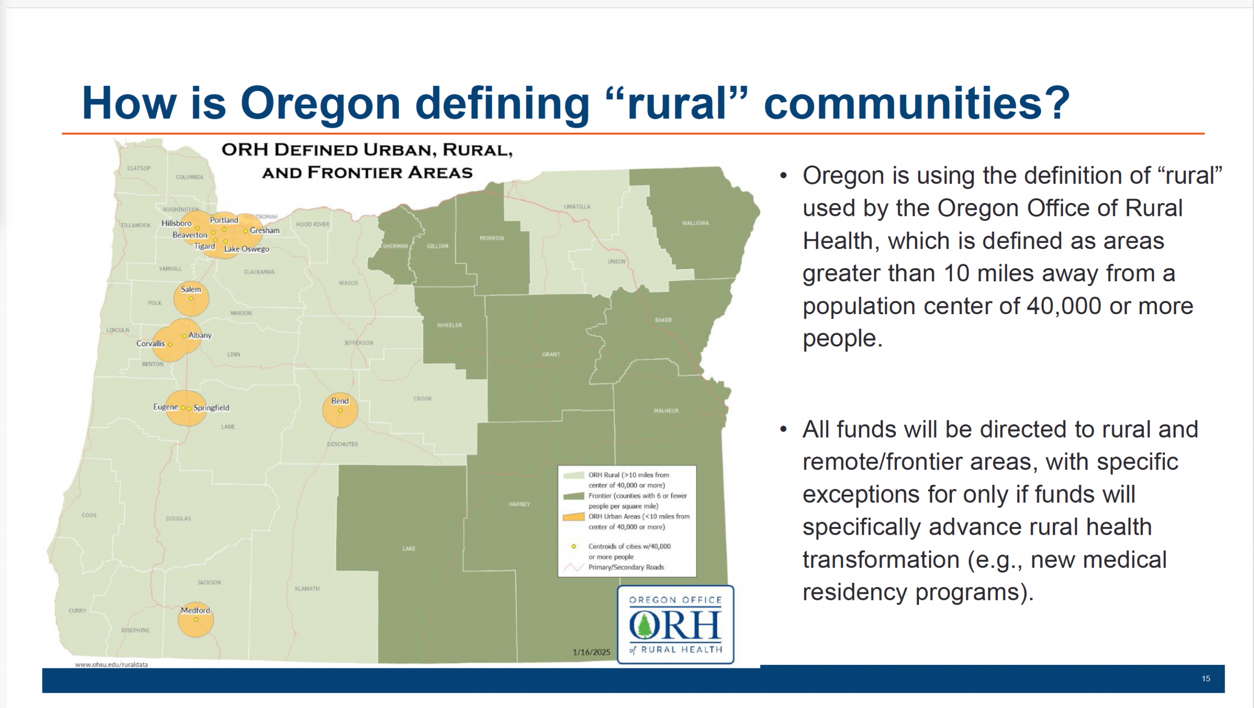 How Oregon defines rural communities under RHTP