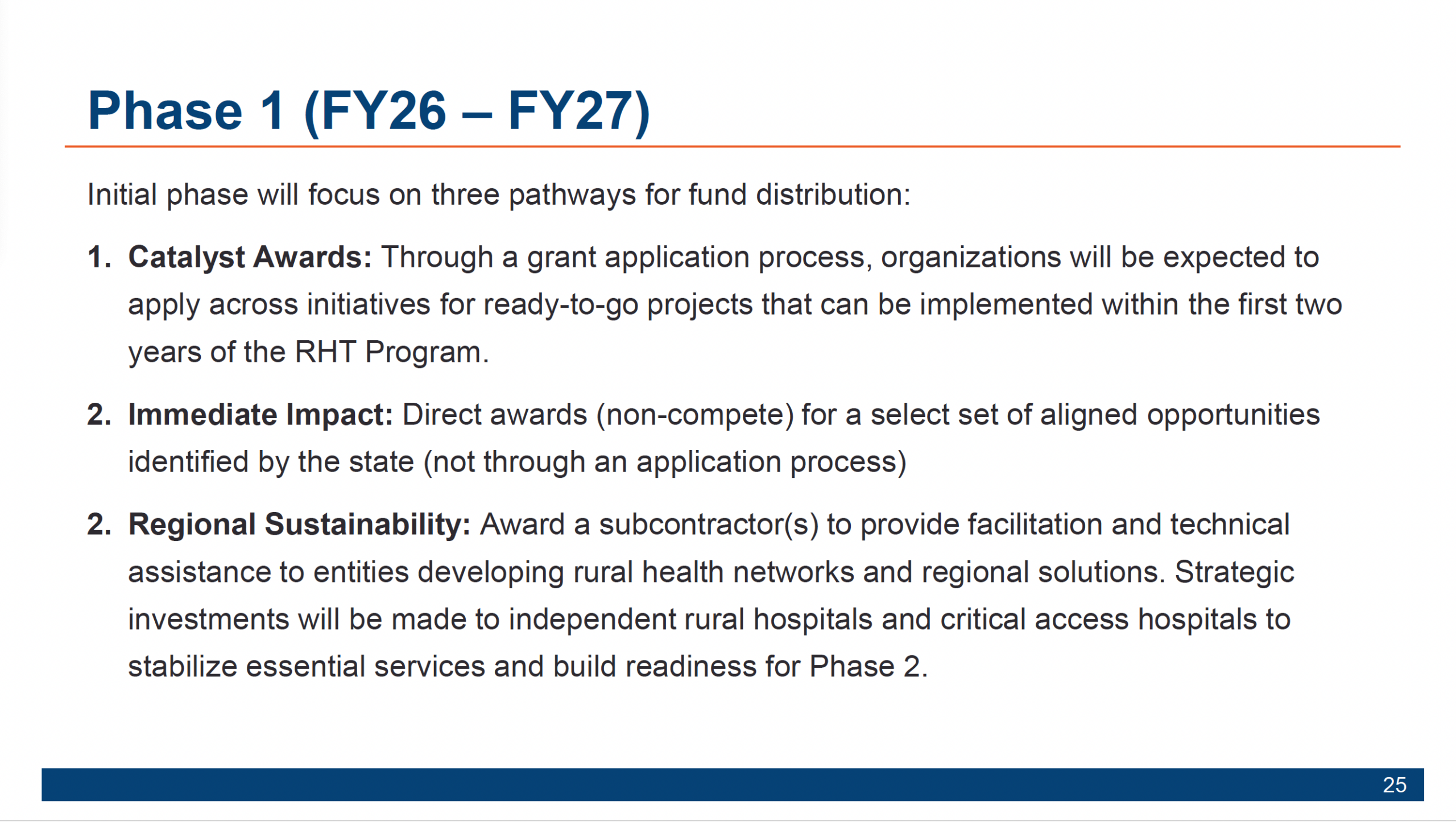RHTP Phase 1 funding FY26–FY27