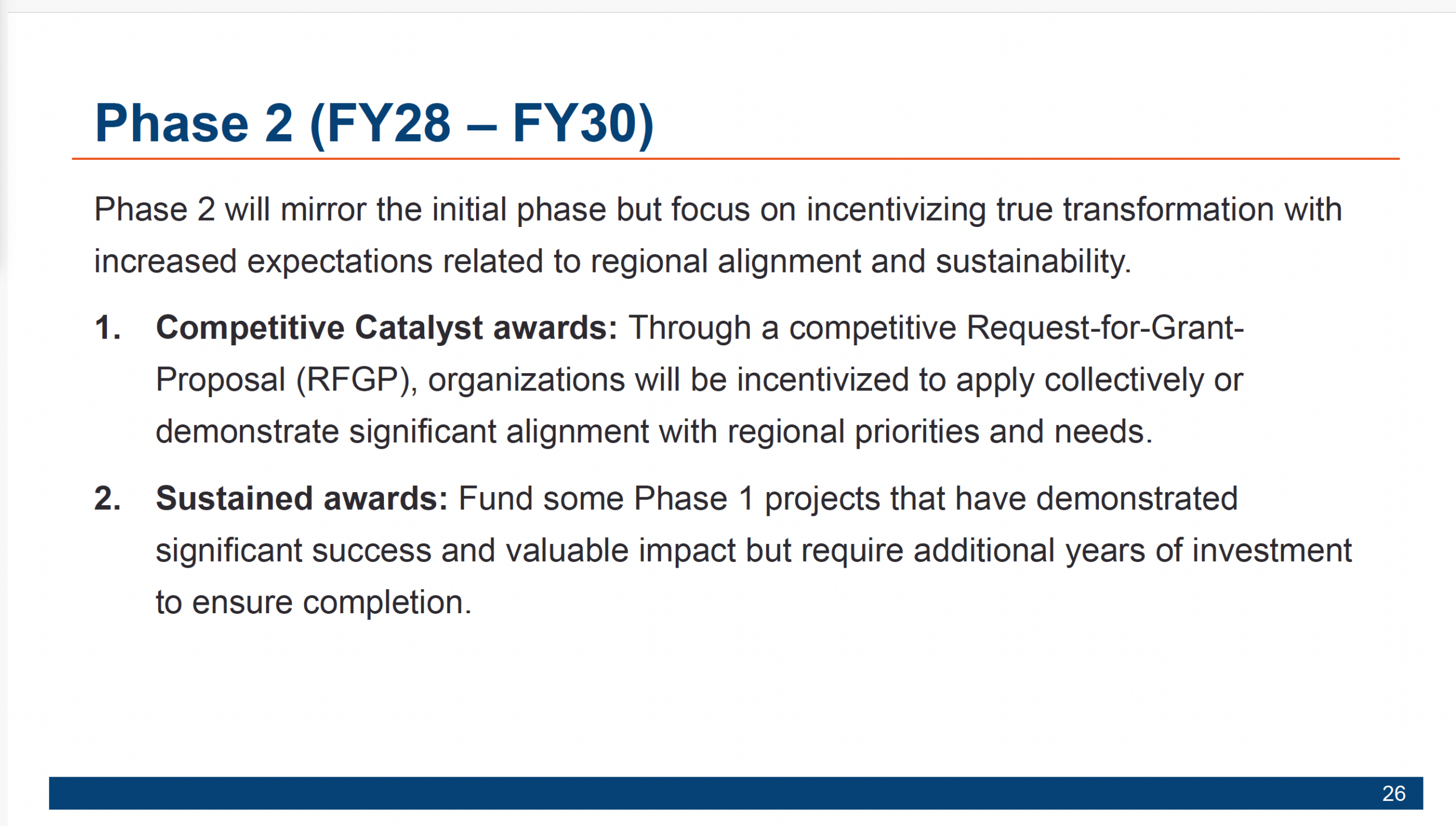 RHTP Phase 2 funding FY28–FY30